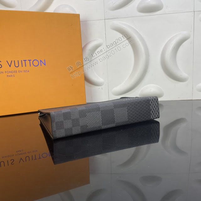 lv新款包包 路易威登Pochette Voyage手拿包 Damier Graphite 3D帆布 lv經典格紋手拿包  ydh3977